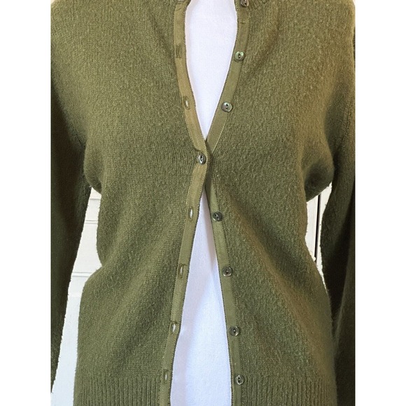 Vintage Olive Green Women’s Button Up Cardigan Lord & Taylor Grunge Kurt Cobain - Picture 2 of 10
